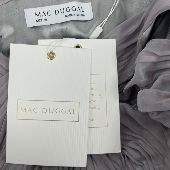 Mac Duggal Off The Shoulder Ruched A Line Gown Pearl Gray Size 18 - Picture 14 of 16